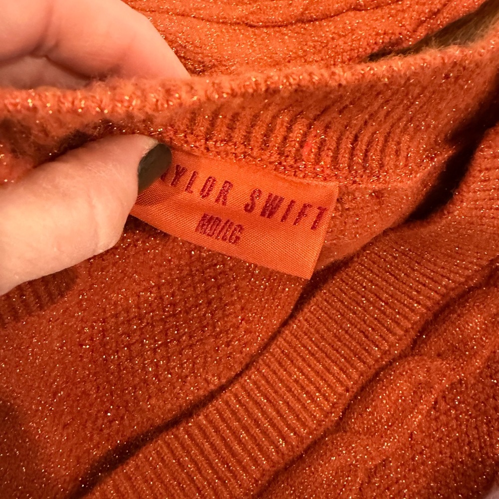 Taylor Swift Sparkling Orange Sweater + signed CD life of a showgirl
